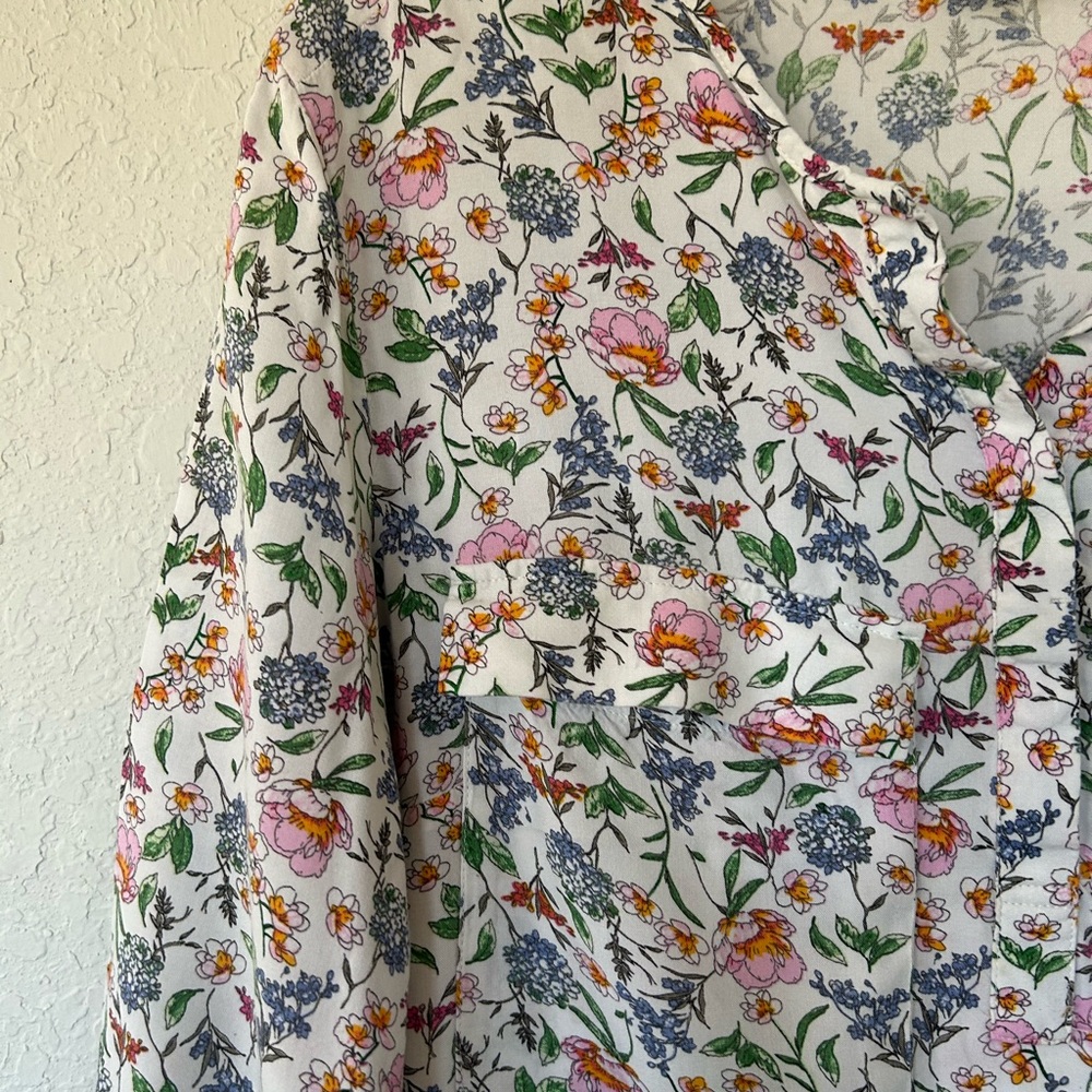 H&M White Floral all-over print 3/4 Sleeve Shirt Dress, summer dress Size 10 - Picture 3 of 9